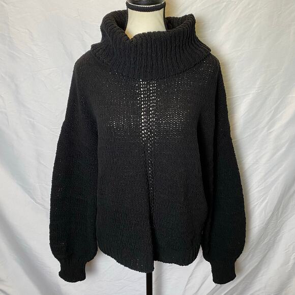 wonderly Women's Knit Cowl Neck Sweater Medium Black Soft Chenille Pullover - Picture 1 of 12